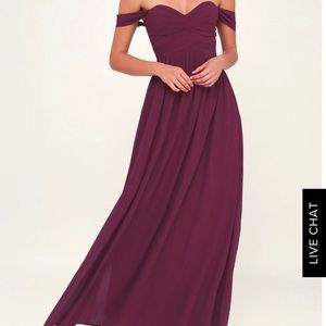 Burgundy Off-The-Shoulder Maxi Dress